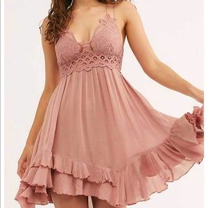 NWT Free People Adella Rose Blush Pink Lace Dress